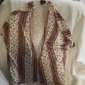 Joe Boxer Floral Striped Shrug - Red and Cream